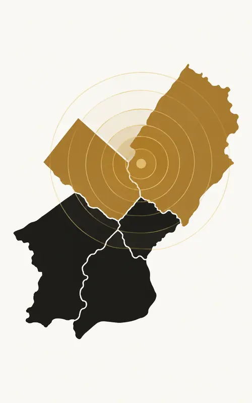 Map highlighting Rivera & Mizrachi's primary service area in southeastern Pennsylvania